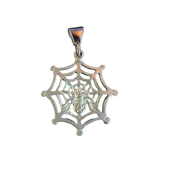 House of Morgan Spiderweb Slider Pewter Silver Pendant - Picture 8 of 10